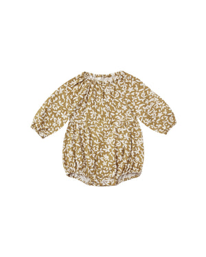Ditsy Floral Long Sleeve Bubble Onesie - Gold